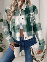 Load image into Gallery viewer, Dark Green Button-Up Jacket Trendy &amp; Chic Outerwear with Bow &amp; Pockets Cute Elegant Girls Jacket
