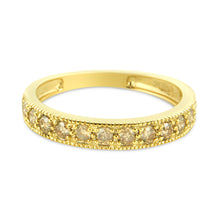 Load image into Gallery viewer, IGI Certified 1/2 Cttw Diamond 10K Yellow Gold Prong Set Beaded Milgrain Band Style Ring (J-K Color, I2-I3 Clarity) - Size 7
