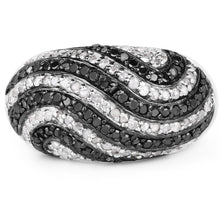 Load image into Gallery viewer, 1.26 Carat Genuine Black Diamond and White Diamond .925 Sterling Silver Ring

