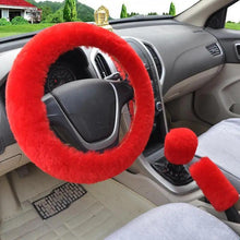 Load image into Gallery viewer, 3Pcs Set Winter Fashion Wool Fur Soft Furry Car Steering Wheel Covers 16 Colors Winter Universal Hand Brake Gear Cover  Car Accessories
