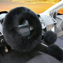 Load image into Gallery viewer, 3Pcs Set Winter Fashion Wool Fur Soft Furry Car Steering Wheel Covers 16 Colors Winter Universal Hand Brake Gear Cover  Car Accessories
