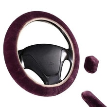Load image into Gallery viewer, 3Pcs Set Winter Fashion Wool Fur Soft Furry Car Steering Wheel Covers 16 Colors Winter Universal Hand Brake Gear Cover  Car Accessories
