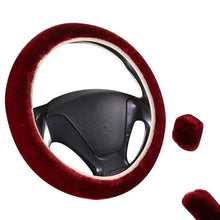 Load image into Gallery viewer, 3Pcs Set Winter Fashion Wool Fur Soft Furry Car Steering Wheel Covers 16 Colors Winter Universal Hand Brake Gear Cover  Car Accessories
