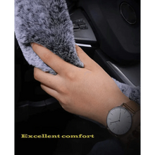 Load image into Gallery viewer, 3Pcs Set Winter Fashion Wool Fur Soft Furry Car Steering Wheel Covers 16 Colors Winter Universal Hand Brake Gear Cover  Car Accessories
