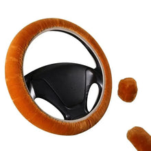 Load image into Gallery viewer, 3Pcs Set Winter Fashion Wool Fur Soft Furry Car Steering Wheel Covers 16 Colors Winter Universal Hand Brake Gear Cover  Car Accessories
