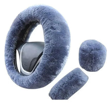 Load image into Gallery viewer, 3Pcs Set Winter Fashion Wool Fur Soft Furry Car Steering Wheel Covers 16 Colors Winter Universal Hand Brake Gear Cover  Car Accessories
