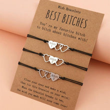 Load image into Gallery viewer, 3Pcs/Set Charm Friendship Sister Bracelets Best Friend Bracelet With Card Friendship Bff Matching Distance Heart Bracelet Gifts For Women Girls Teen Men
