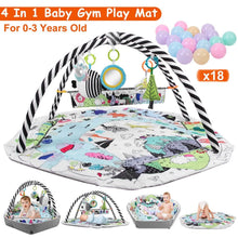 Load image into Gallery viewer, 4-in-1 Baby Gym Play Mat Ball Pit with Pillow 18 Balls 9 Toys for 0-3 Years Old

