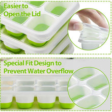 Load image into Gallery viewer, 4-Pack: Easy-Release Silicone &amp; Flexible 14-Ice Cube Trays with Spill-Resistant Removable Lid
