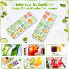 Load image into Gallery viewer, 4-Pack: Easy-Release Silicone &amp; Flexible 14-Ice Cube Trays with Spill-Resistant Removable Lid
