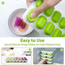 Load image into Gallery viewer, 4-Pack: Easy-Release Silicone &amp; Flexible 14-Ice Cube Trays with Spill-Resistant Removable Lid
