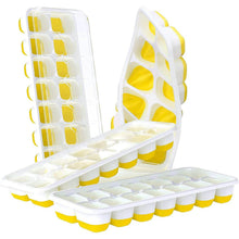 Load image into Gallery viewer, 4-Pack: Easy-Release Silicone &amp; Flexible 14-Ice Cube Trays with Spill-Resistant Removable Lid
