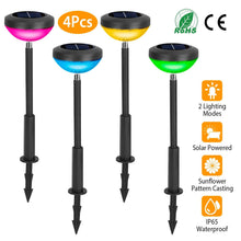 Load image into Gallery viewer, 4-Pack: Solar Pathway Color Changing Garden Light
