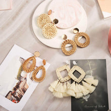 Load image into Gallery viewer, 4-Pairs: Women's Rattan Earrings
