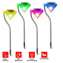 Load image into Gallery viewer, 4-Piece: Solar Diamond LED Light Pathway Stake Decorative Lamp
