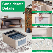 Load image into Gallery viewer, 4-Pieces: Foldable Linen Clothing Storage Bin with Visible Clear Window
