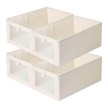 Load image into Gallery viewer, 4-Pieces: Foldable Linen Clothing Storage Bin with Visible Clear Window
