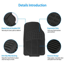 Load image into Gallery viewer, 4-Pieces: Heavy Duty PVC Rubber Automotive Floor Mats with Trimmable Design
