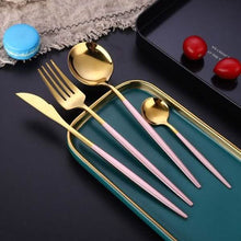Load image into Gallery viewer, 4-Pieces: Mirror Polish Dinnerware Set Stainless Steel Cutlery Set Flat Tableware
