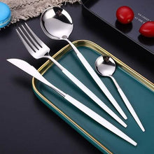 Load image into Gallery viewer, 4-Pieces: Mirror Polish Dinnerware Set Stainless Steel Cutlery Set Flat Tableware
