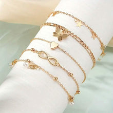 Load image into Gallery viewer, 4-Pieces: Stackable Thin Chain Anklet Set
