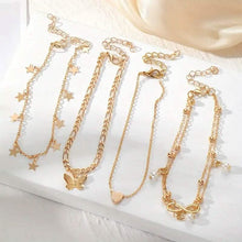 Load image into Gallery viewer, 4-Pieces: Stackable Thin Chain Anklet Set
