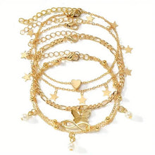 Load image into Gallery viewer, 4-Pieces: Stackable Thin Chain Anklet Set
