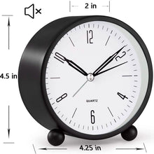 Load image into Gallery viewer, 4" Super Silent Non Ticking Analog Alarm Clock with Night Light
