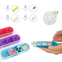 Load image into Gallery viewer, 4 Times A Day, Black 7 Day Stackable Daily Pill And Medicine Organizer
