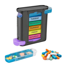 Load image into Gallery viewer, 4 Times A Day, Black 7 Day Stackable Daily Pill And Medicine Organizer
