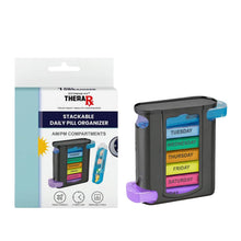 Load image into Gallery viewer, 4 Times A Day, Black 7 Day Stackable Daily Pill And Medicine Organizer
