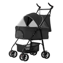 Load image into Gallery viewer, 4 Wheels Pet Stroller Foldable with Removable Liner Storage Basket
