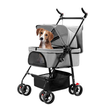 Load image into Gallery viewer, 4 Wheels Pet Stroller Foldable with Removable Liner Storage Basket
