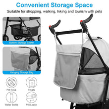 Load image into Gallery viewer, 4 Wheels Pet Stroller Foldable with Removable Liner Storage Basket
