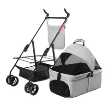 Load image into Gallery viewer, 4 Wheels Pet Stroller Foldable with Removable Liner Storage Basket

