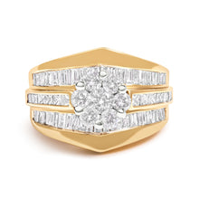 Load image into Gallery viewer, 14K Yellow Gold 2-1/3 Cttw Diamond Cluster Channel Set Chevron Shaped Band Engagement Ring &amp; Wedding Band Set (H-I Color, SI1-SI2 Clarity)- Size 5
