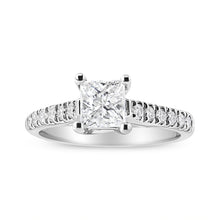 Load image into Gallery viewer, 14K White Gold 1 1/5 Cttw 4-Prong Set Princess Diamond Classic Engagement Ring (I1-I2 Color, H-I Clarity) Ring Size 7
