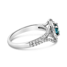 Load image into Gallery viewer, 14K White Gold 1-1/3 Cttw White &amp; Blue Diamond Interweaving Double Halo Cocktail Statement Ring (G-H and Fancy Blue Color, SI2-I1 Clarity) - Size 6
