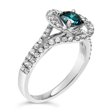 Load image into Gallery viewer, 14K White Gold 1-1/3 Cttw White &amp; Blue Diamond Interweaving Double Halo Cocktail Statement Ring (G-H and Fancy Blue Color, SI2-I1 Clarity) - Size 6
