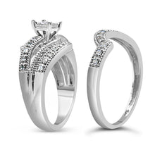 Load image into Gallery viewer, .925 Sterling Silver 1/3 Cttw Round Diamond Crisscross Engagement Ring Bridal Set (H-I Color, I1-I2 Clarity ) - Size 7
