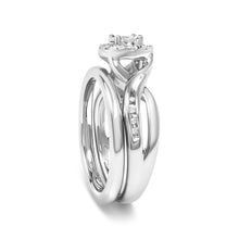 Load image into Gallery viewer, .925 Sterling Silver 1/7 Cttw Diamond Halo Bypass Engagement Ring and Wedding Band Set (I-J Color, I3 Clarity)- Size 7

