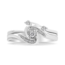 Load image into Gallery viewer, .925 Sterling Silver 1/10 Cttw Diamond Swirl and Bypass Bridal Set Ring and Band (I-J Color, I3 Clarity) - Size 7

