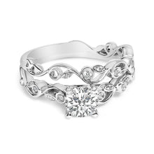 Load image into Gallery viewer, 14K White Gold Lab Grown Diamond 1.0 Cttw Vintage Style Engagement Ring and Band Set - Ring Size 5
