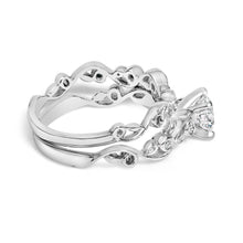 Load image into Gallery viewer, 14K White Gold Lab Grown Diamond 1.0 Cttw Vintage Style Engagement Ring and Band Set - Ring Size 5
