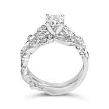 Load image into Gallery viewer, 14K White Gold Lab Grown Diamond 1.0 Cttw Vintage Style Engagement Ring and Band Set - Ring Size 5
