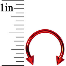 Load image into Gallery viewer, 16G Red Titanium Spike Horseshoe Circular Barbell 3/8
