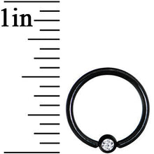Load image into Gallery viewer, 16G 3/8 Clear Crystal Black Titanium BCR Captive Ring
