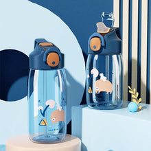 Load image into Gallery viewer, 400ml/550ml High Quality  Material Kids Water Bottle With Straw Leak-Proof BPA Free Durable Plastic Drinking Bottle Cute Water Bottle with Sipper, Water Bottle for Kids Sipper Bottle for Kids - Anti-Leak Cartoon Kids Water Bottle for Kids
