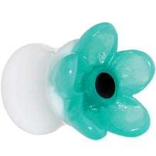 Load image into Gallery viewer, 9/16 Acrylic Aqua Flower Saddle Plug

