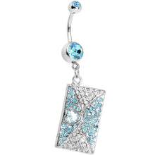 Load image into Gallery viewer, Aqua Gem Love Letter Dangle Belly Ring
